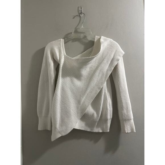 🔴R + A White Off the‎ Shoulder Wrap Sweater size XS - Picture 1 of 7